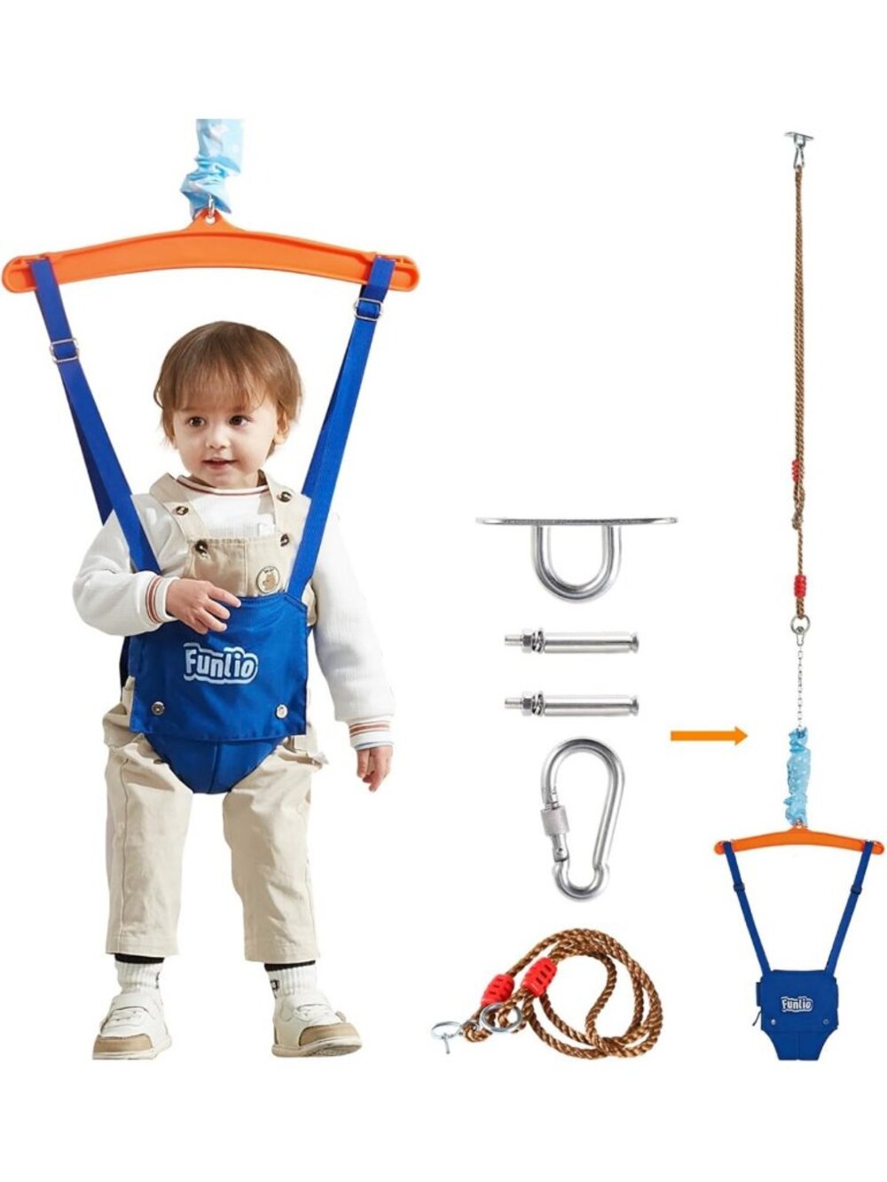 Cozy Baby Jumper with Ceiling Hook | Adjustable Indoor/Outdoor Doorway Play